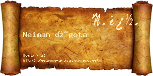 Neiman Ágota névjegykártya